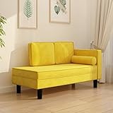 Tidyard Chaiselongue Schlafsofa Relaxliege Sessel Liegestuhl Relaxsessel Loungesessel Sesselliege Liegesessel Komfortliege Armlehnensofa mit Kissen und Nackenrolle Gelb Samt