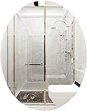 JUNZAI Wandmontierte Kosmetikspiegel, Badezimmer-Wandspiegel, ovaler Glas-Acryl-HD-Silberspiegel, rahmenloser, gepolsterter, wandmontierter Rasierspiegel für Schlafzimmer, Flur, Wohnzimmer, Kos