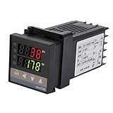 REX-C100 Thermostat Digitaler LED-PID-Temperaturregler-Thermostat-Kit Enthält 0-400 ° C Thermostat 100-240 V (Rex-C100Fk07-V * An) + Halbleiterrelais (BRM-40DA) + 1 m M6-Grob-K-Thermoelement