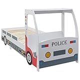 MOONAIRY Polizeiauto-Kinderbett mit Memory-Schaum-Matratze, Bett, Bettgestell, Jugendbett, Schlafzimmer Komplett, Schlafzimmer Bett, Bed Fram, 90×200 cm