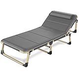 MINDONG HZH Gartenliege klappbar, leichte Sonnenliege, Relaxliege mit Kopfstütze, bis 180 kg belastbar, für Garten, Balkon, Strandterrasse