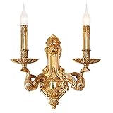PaRfco Doppelkopf-Wandleuchte, Kupfer-Wandleuchte, kreativer europäischer Stil, Retro-Kerzenständer, Nachttisch-Wandleuchte, Innenwanddekoration, Beleuchtung, Wandleuchten/Wandleuchte