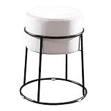 Fußhocker Ottomane Gepolsterter Fußhocker Schminkhocker Runder Ottomane Schuhhocker Tragbarer Make-up-Hocker Rest Schmiedeeisenrahmen Wohnzimmer, 12 Farben (Farbe: Weiß # E, Größe: 30X47CM)