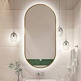 BTZHY Badspiegel,500 x 900 mm LED-beleuchteter Badezimmerspiegel mit Touch-Schalter und dimmbaren 3 Farben, an der Wand montierter Vanity Smart Mirror mit Rahmen aus Aluminiumlegierung