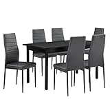 [en.casa] Esstisch grau 140cm x 60cm x 75cm + Stühle grau 96 cm x 43cm