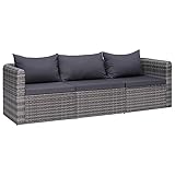 ZEYUAN 3-TLG. Garten-Sofagarnitur mit Kissen, Outdoor Sofa, Gartenlounge Outdoor, Balkon Sofa, Liegesofa, Outdoorsofa, Outdoor Couch, Grau Poly Rattan