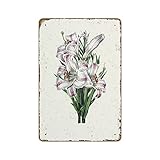 Madonna Lily Print Nature Grand Millennial Flower Art Botanischer Druck Wohnzimmer Vintage Home Decor Poster Wandkunst Blechschild Dekor Metallschild Poster 20,3 x 30,5 cm