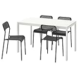 Ikea MELLTORP/ADDE Tisch und 4 Stühle, 125 cm, weiß/schwarz