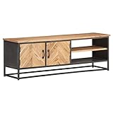 JUNZAI TV-Schrank, Fernsehtisch, Tv Lowboard, Fernsehschrank, Tv Bank, Tv Table, Tv Kommode, Fernseher Regal, 120x30x40 cm Massivholz Akazie