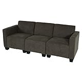 Modular 3-Sitzer Sofa Couch Lyon, Stoff/Textil - braun