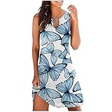 tsaChick Sommerkleid Damen Lang Damen Lässig Lose Sommer Floral Gedruckt Tank Kleid Cocktailkleider Kleid A Linie Damen Sommerkleid Damen Lange Abendkleider Boho Kleidung Damen