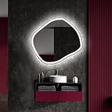 FORAM Unregelmäßiger Form asymmetrischer Spiegel mit LED Beleuchtung 104x94 cm | Moderner Industrial Wanspiegel Beleuchtet Nach Maß | ROM222 | Wählen Sie Zubehör | Lichtspiegel Badezimmerspiegel