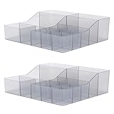 Omabeta Klarer Make-up-Organizer, Vanity-Make-up-Organizer, modisch, 15 Fächer, Glatte Ecken, 2 Stück PS-Material für Heftklammern für Ringe