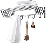 Ausziehbare Wäscheleine, platzsparend, Edelstahl, Wandmontage, Wäscheständer, einziehbar, für Badezimmer, Schlafzimmer, 70 cm Wäscheständer