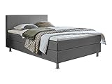 Atlantic Home Collection EDISON Boxspringbett 120 x 209 cm, Härtegrad H2, inklusive Topper, grau