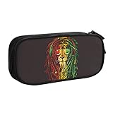 FJAUOQ Federmäppchen Reggae Rasta Lion Landscape Pencil Case Compartments Pen Pouch Box Multifunctional Makeup Bag Holder Large Storage Stationery Organizer with Zipper for Office Travel