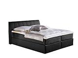 Maintal Boxspringbett Vanilla, 100 x 200 cm, Strukturstoff, Tonnentaschenfederkern Matratze H3, schwarz