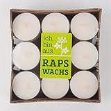 Teelicht-Kerzen PURE natur 18 Teelichte Brenndauer ca. 7 Stunden, 24 x 38mm, 100% nachhaltiges Raps-Wachs, Hülle aus recyceltem Plastik, CO²-neutraler Abbrand, 100% MADE IN GERMANY