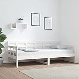 JUNZAI Tagesbett, Schlafsofa, Couch Mit Schlaffunktion, Bettsofa, Sofabett, Sofa Bed, Schlafcouch, Daybed, Couch Bett, Jugendbett, Weiß Massivholz Kiefer 90x190 cm