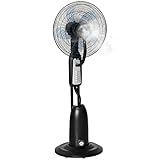 HOMCOM Standventilator mit 2,8 Liter Wasserkühlung 90 W Ventilator mit Nebelfunktion Lüfter Verstellbarer Neigungswinkel Metall Schwarz+Silber Höhe 120 cm