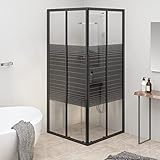 Festnight Duschkabine Duschwand für Begehbare Duschabtrennung Badewanne Glaswand Badewanne mit Streifen ESG 80x70x180 cm Schwarz