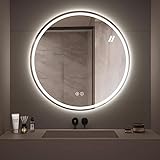 HYQHYX Runder Badspiegel mit Beleuchtung 80cm, LED-Wandspiegel mit Anti-Fog Smart-Touch, 3 Farbtemperatur Dimmbar, for Frisiertisch (Size : 50CM)