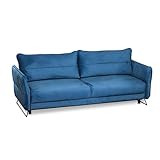 Siblo Sofa Isadora Kollektion - Sofa mit Schlaffunktion - Elegante Couch - Wohnzimmer Möbel - Komfortables Schlafsofa - Sofa 3-Sitzer - Klappsofa mit Bettkasten - 230x99x90 cm - Blau