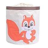 Faltungswäsche Waschbare Korb mit Griffen Falten Wäschekorb, Wäschekorb, Wäsche-Hocker Falten Waschen Lagerbehälter Geeignet, für Schlafzimmer Waschküche,Squirrel