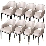 AMENAS Küche und Esszimmer Stühle Moderne Esszimmerstühle 8er Set Litschi Leder Küche Wohnzimmer Akzent Sessel Freizeit Haushalts Schreibtischstuhl (Color : Beige White)