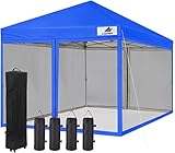 Finfree Faltpavillon 3x3m Pop Up Pavillon Faltbar mit 4 Seitenwände | wasserdicht | UV-Schutz - 50+ Gartenpavillon Partyzelt Gardenzelt für Party, Fest und Flohmarkt Blau