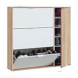 Mondo Viro Modulares Schuhregal Class aus Holz mit 1 Tür und 3 Klappen, 106 x 22 cm, 115 cm