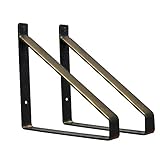 BEISCO Eisengeschmiedete Wandhalterung, Metallregalhalterungen Zum Aufhängen Von Diy-Regalen, Schwebende Bücherregal-Ausstellungsregale, 2Er-Set/Black/20Cm/8Inch