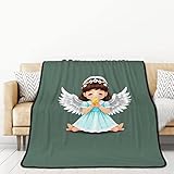 TORONG Doppelseitige, niedliche kleine Engel-Überwurfdecke für Couch, Auto, Bett, Nickerchen, warme und bequeme Decke, 152,4 x 203,2 cm