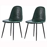 Küche Esszimmermöbel Stühle Moderne Esszimmerstühle 2er-Set Küchenstühle mit Metallbeinen Ergonomisch gestaltete Loungesessel aus PU-Leder (Size : Green)
