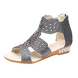Sandalen Damen Sommer Damen Stiletto Pailletten High Heels Pumps Spitz Party Basic Schuhe Geschlossen Braut Damenschuhe Glänzend Sandalen Abendschuhe Strand Sandalen Römische Sandaletten J588