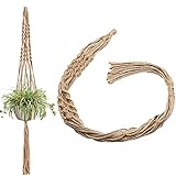 Makramee Blumenampel ，Hängeampel Pflanzenaufhänger Juteseil Pflanzkorb Hängender Hängetöpfe Blumentopfhalter hängepflanzen Topf Halter für Innen Außen Decken Heimdekoration - 110cm / 43 Zoll Braun