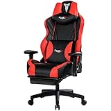 Kasorix Bürostuhl Gaming Stuhl mit Verstellbarer Armlehne,Multi-Funktion E-Sports Chefsessel mit Lendenwirbelstütze,Ergonomie Konferenz Stuhl-Rot