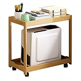CPU Ständer Desktop-PC-Tower-Ständer mit Stauraum, 2-stufiger rollender PC-Gehäusehalter, Bambus-CPU-Ständerhalter mit Lenkrollen unter dem Schreibtisch for das Heimbüro für Desktop-Tower ( Color : A