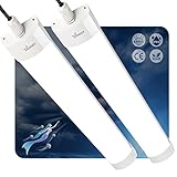 Tobeter 2 Stück Led Feuchtraumleuchte 60CM, 18W 1800LM LED Röhre Tageslicht, Reihenschaltung, Neutralweiß 4000K, IP66 Wasserfest Feuchtraumlampe für Garage Keller Werkstatt Badezimmer Büro Flur