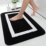 Homaxy Badezimmerteppich Badematte rutschfest Waschbar Badteppich Weiche Mikrofaser Hochflor Badvorleger – 50 x 80 cm, Schwarz