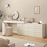 Breite Hölzerne Kommode mit 3/6 Schubladen, Moderne Holzkommode mit Ausziehbarem Tablett, Offene Fächer, für Schlafzimmer, Flur, Kleiderschrank, Büroorganisation ( Color : White , Size : 70cm+140cm )