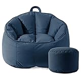 KIZQYN Einzelsofa Lazy Sofa Single Rückenlehne Lounge Chair Balkon Wohnzimmer Kleines Apartment Sofa mit Fußhocker Single Sofa Hotel Configuration Sofa Schlafsessel Sofabett (Color : Blauw)