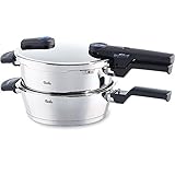 Fissler Vitaquick / Schnellkochtopf-Set, 2-teilig (4,5 L und 2,5 L - Ø 22 cm) Edelstahl-Dampfkochtopf & Schnell-Bratpfanne - Induktion