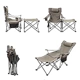 GAMZ Premium Angelstuhl Karpfenstuhl 150kg, Campingstuhl Faltbar Klappbar, XXL Breite SitzfläChe Camping Stuhl Mit Armlehne, Ultralight Klappstuhl Faltstuhl Camping Mit FußAblage Tisch