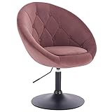 WOLTU® BH222rs-1 1 x Barsessel Loungesessel mit Armlehne, stufenlose Höhenverstellung, Samt, Rosa