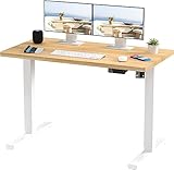 SANODESK EP1 120 x 80 cm elektrischer höhenverstellbarer Schreibtisch mit Antikollisionsschutz, Memory-Steuerung und Softstart/Stop-Funktion （Weiß-Ahorn
