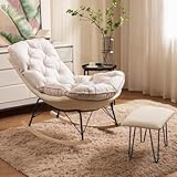 AAMNA Freizeit-Schaukelstuhl, Freizeitstuhl Für Wohnzimmer, Büro, Balkon, Haar. Mit Weichem, Abnehmbarem Und Waschbarem Kissen, Relax-Stuhl, Schaukel-Lounge-Sessel, Mit Fußhocker