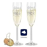 GRAVURZEILE Leonardo Sektgläser mit Gravur von Namen & Datum im - Wedding Design - als Geschenk zur Hochzeit - Personalisierte Geschenke - das perfekte Hochzeitsgeschenk