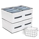 4 Stück stabiler Kleiderschrank-Organizer mit PP-Tafel, 7 Fächer faltbare Ordnungssystem Kleiderschrank, Kleideraufbewahrung Organisation für Jeans, Hosen, T-Shirts für Schubladen und Kleiderschränke