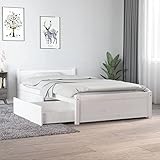 CIADAZ Bett mit Schubladen, Betten, Bettgestell, Bed Frame, Jugendbett, Betten Für Teenager, Schlafzimmer Bett, Weiß 90x190 cm 3FT Single